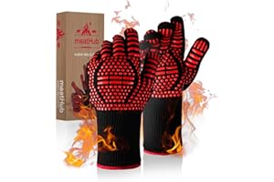 HUBDIC HubiCare Grill Gloves Heat Resistant Fire Resistant Oven Gloves Hand Protection Grill Gloves, 1472°F/800°C Heat Resistant Oven Gloves for Grill, Oven, Cooking, Soldering (RED)