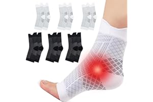 UIRHEURD 6 Paires Femme Homme Chaussettes de Compression Chaussettes de Contention Chaussettes de Compression Attelle Cheville Bas de Contention Orthopédique pour le Sport et le Fitness