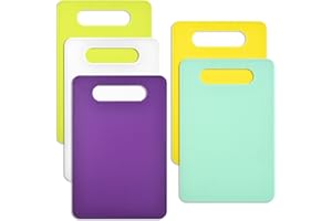 Cisolen 5 PiezasTablas de Cortar de Plástico Tabla de Cocina de Colores Alimento Tablas de Cortar Antideslizante BPA-Libre Para Pescado, Verduras, Frutas, Apta Para Lavavajillas