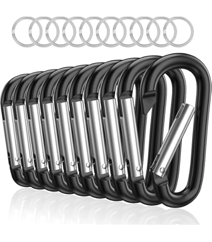 Set 5 Moschettoni A D In Plastica Nera - Per Campeggio, Pesca E Uso Esterno - Foto 1