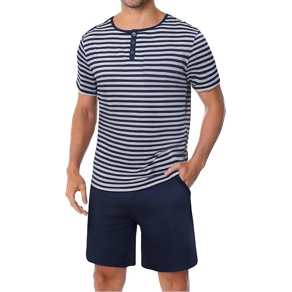 Aseniza Pyjama Homme Été En Coton - Short Et T-Shirt à Carreaux