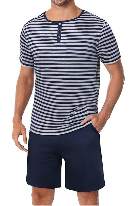 Pantaloncini Pigiama Uomo In Cotone - Estivi Con Coulisse E Tasche - Stampa Casual Comoda - Foto 6