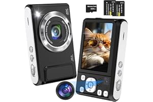 Fotocamera Digitale,Bofypoo 4K Autofocus Macchina Fotografica con scheda di memoria da 32 GB,Doppia Fotocamera anteriore e posteriore,Digital Camera da 48 MP(Nera)