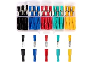 QH-SHOP Connettori Elettric Terminali Elettrici Isolati Connettore Filo Elettrico Kit di Connettori a Crimpare Terminali Maschio Femmina per Cablaggio Audio Elettrico Motociclo Veicolo 100 Pezzi