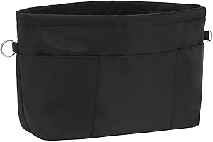 HyFanStr Handtaschen Organizer Nylon, Taschenorganizer Tasche in Tasche Organizer Innentaschen für Handtaschen mit Schlüsselkette,Schwarz,Mittel
