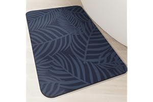 Homlab Non-Slip Bathroom Bath Mat Diatomaceous Earth Bath Mat, Quick Dry, Super Water Absorbent Bathroom Mat, Rubber Backed, Thin Stone Door Mat For Tub, Bathtub (Blue, 50 X 80 cm)