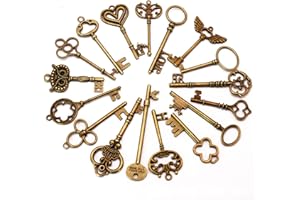 CERIOLL Llaves Antiguas de Bronce, Llaves Vintage, Juego de Colgantes con Dije de Llaves de Bronce Antiguo, Juego Mixto de 17 Dijes de Llaves Vintage, para Hacer la Hecha a Mano Banquete de Boda Favor