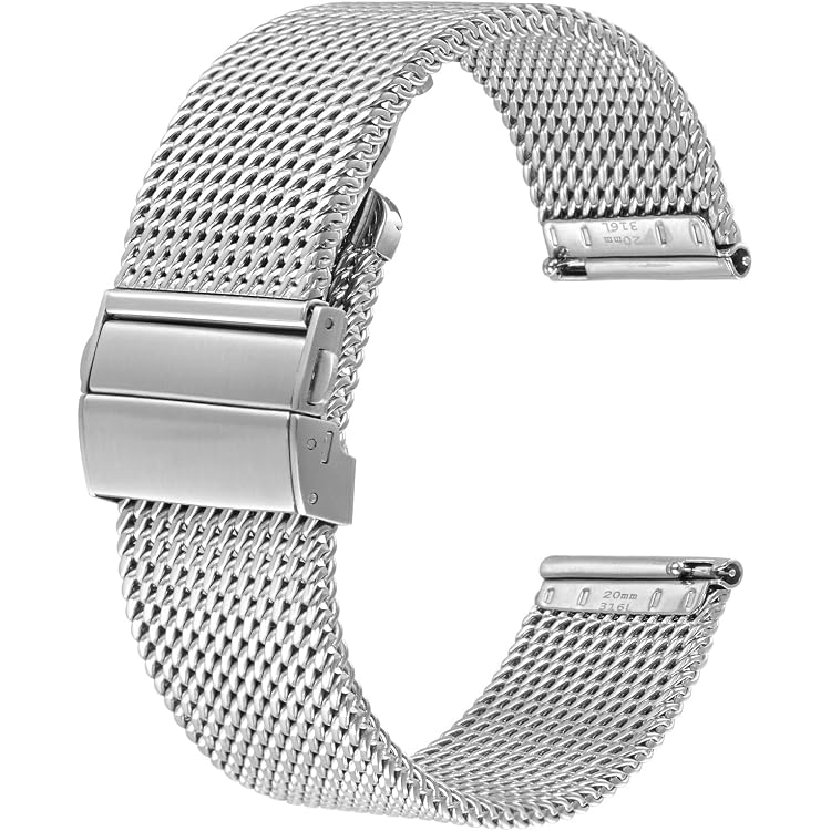 Bracelet De Montre En Acier Inoxydable Maille Milanaise Plaqué Or - Largeur 20 Mm
