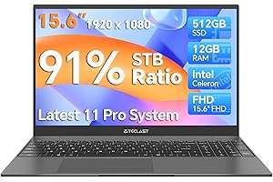 TECLAST F16 Plus Student Laptop, 12GB LPDDR4 + 512GB SSD, 15.6" 1920 * 1080 IPS Screen, Up to 2.6GHz Intel Processor W11-Pro System, 2.4G/5G WiFi BT4.2, Notebook with Type-C, 2xUSB 3.0, Mini HDMI