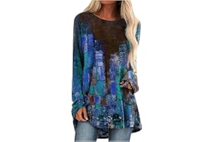 AMhomely Women Shirts and Blouse Sale Clearance,Ladies O-Neck Printing Loose Casual Fashion Long Sleeve T-Shirt Blouse Tops Tunic Shirts Tops Office UK Size Shipping 7 Days