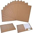 Kraft Paper File Folder, A4 Square Cut Two-Pocket Folders, Storage Organizer for Office Document, Report, Presentation Handouts, School Paperwork, 12PCS