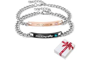 LINJINDE 2 pezzi Bracciale queen king con incisione per coppia lui e lei coppie,oro rosa nero braccialetto braccialetti inciso amore gioielli uomo donna bracciali regalo per coppie partner amicizia regali BFF