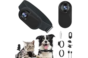 LERYVEO Collar de cámara para Gatos | Cámara para Collar de Perro y Gato HD 1080P | Collar con Cámara Oculta | Cámara inalámb para grabación de vídeo con Collar para Mascotas para Perros y atos