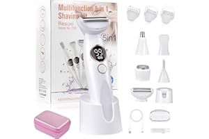 NTRJTRSS Rasoio Elettrico Donna, 5 in 1 Impermeabile Rasoio Parti Intime Kit Rasoio Elettrico Corpo, USB Rasoio Intimo a Secco e Bagnato Epilatore Elettrico Donna Indolore Femme