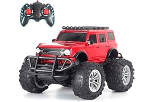popsugar Off Roader Rechargeable Remote Control Car | RC Car Monster Truck | 4 Headlight Modes | Lithium Battery | C-Type Charging | Remote Control Car for Kids | Made in India, Red