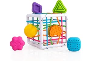 Fat Brain Toys F251 Fat Brain InnyBin, Przedszkole dla dzieci, Sortownik kształtów, Sortowanie zestawów budowlanych, Zabawka wczesnego rozwoju dla dzieci w wieku 18 miesięcy i starszych, wielobarwny