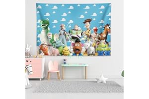 yumcute Toy Tapestry Wall Hanging Window Anime Cute Story Tapestry, Design for Bedroom Home Background Photography, Photo Backdrop Decorations for Living Room Decor Boys, Girls, 5x3FT(150 * 100cm)