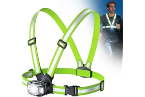 Babacom 500LM Lampe Running Pectorale, 6 Modes Lampe Course a Pied avec Faisceau Réglable 45°, Remplacer Lampe Frontale, Rechargeable Gilet Reflechissant à 360° pour Cyclisme/Jogging Sports Nocturnes