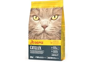JOSERA Catelux (1 x 2 kg) | Adult | Premium Trockenfutter für ausgewachsene anspruchsvolle Katzen | Ente & Kartoffel | weizenfrei | mit diätische Fasern gegen Haarballen | Katzenfutter | 1er Pack