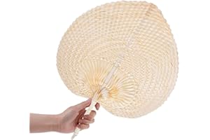 NIKTULE Gewebte Handfächer charakteristischer pfirsichförmiger Bambusfächer Sommerfächer literarischer coo-ler Fächer Handgefertigter herzförmiger Bambusfächer Bastfächer Strohfächer Hochzeitsbevorzugung
