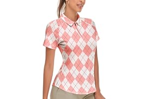 Soneven Polo Donna Manica Corta Eleganti Camicetta Scozzese Cerniera 1/4 Traspirante Ad Asciugatura Rapida per Golf Tennis Tempo Libero