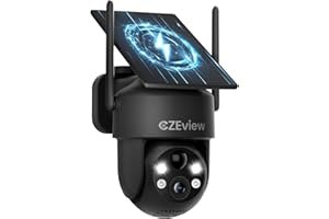 CZEview 2K Camera Surveillance WiFi Extérieure Solaire, System d'Alarme, Camera Exterieur Batterie sans Fil, 2.4G WiFi, Vision Nocturne Couleur, PIR Détection Humaine, Outdoor Camera Noire