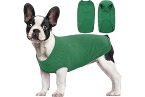 Hjumarayan Sweter dla psa, średni - cienki sweter dla psa, dzianinowy sweter dla psa, w paski, miękki, rozciągliwy sweter dla psów, średni rozmiar, dla buldoga francuskiego, Corgi Dackel, (Emerald