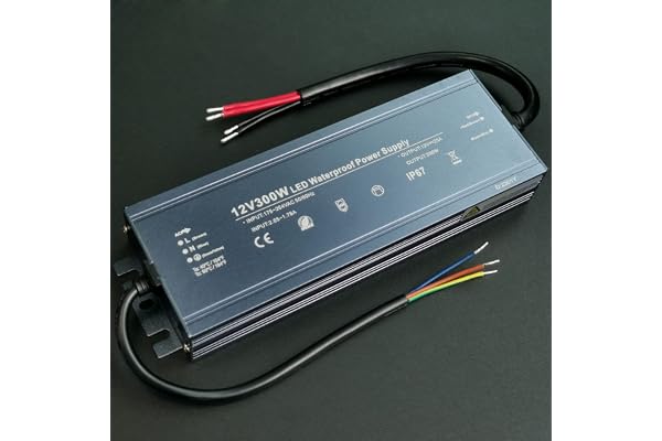 Alinana Transformateur 220v 12v 300W, Transformateur LED Étanche IP67, Alimentation 12V Convient aux Bande LED, Panneaux d'Affichage, 25A