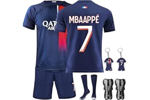 Czzovos Maillot de Football pour Enfants, Maillot de Football N°7 pour Hommes, Ensemble de Maillots de Football pour Enfants Comprenant Un T-Shirt, Un Short, des Chaussettes et des Protège-Genoux