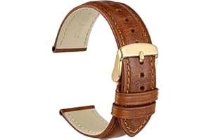 WOCCI Rétro Bracelet Montres en Cuir pour Homme Femme avec Boucle en Acier Inoxydable Dorée, Largeur de Bande 14mm 15mm 16mm 17mm 18mm 19mm 20mm 21mm 22mm 23mm 24mm