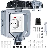 Beizkna IP66 Waterproof Outdoor Socket with Switch and Indicator Light | Surface Mount Waterproof Power Outlet with Lock and