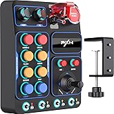 PXN CB1 Sim Racing Button Box for PC, 19 Controls (9 Input Types), Up to 30 Programmable Functions, RGB Backlit Simulator Con