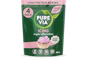 Pure Via Baker’s Secret Icing Sugar Alternative - Keto and Vegan Friendly Sweetener for Baking - 220G (Pack of 4)