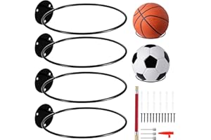 jiuxlaan Lot de 4 supports muraux pour ballon de football, football, rugby, volley-ball, sport, noir
