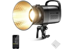NEEWER CB60B 70W LED Videolicht 2,4G/APP Steuerung, Bi Farbe 2700-6500K 34000Lx CRI97+/12 Szenen/Bowens Mount COB Dauerlicht mit Reinigungstuch für Studio Fotografie Videoaufnahme