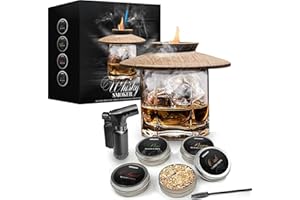 Mikamax Whiskey Smoker Set - Drink Smoker - Cocktail Smoker - Wood Chips for Smoking - Smoke Infuser - 4 Aromas - Including Jet Lighter