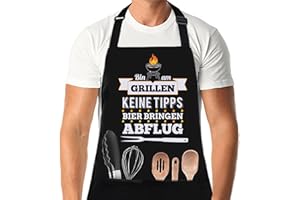 XCSJKJ Grillschürze für Männer Persönlich Grillen Geschenk BBQ Schürze Küchenschürze, Männer Geschenkideen Grillschürze Lustig Schürzen Bin am Grillen Schwarz Schürzen