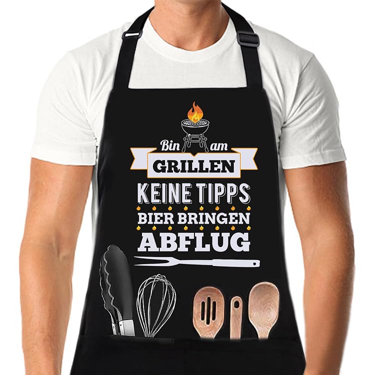 Personalisiertee Herren-Schürze Für BBQ – Wählbare Farbe & Name, Perfekt Als Vatertagsgeschenk