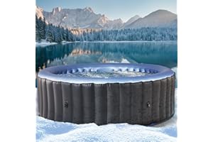 BRAST Whirlpool aufblasbar MSpa Bergen für 4-8 Personen | viele Größen Ø180-224cm | In- Outdoor Pool | Ganzjähriger Einsatz | bis zu 144 Massagedüsen | Stromsparend inkl. Energiespar-Timer | Bergen 6