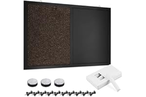 Navaris Tableau affichage mixte - Tableau mémo 70 x 50 cm avec tableau noir ardoise et tableau liège - Kit fixation craie aimant punaise inclus