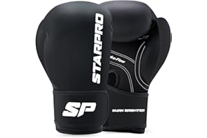 Starpro Gants de Boxe Enfant Performer Coque Simple | Noir | pour Formation et Sparring en Muay Thai Kickboxing Fitness et Boxercise | Enfants 4oz 6oz