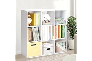 PACHIRA E-COMMERCE PACHIRA 9 Cube Wood Bookcase White, 3 * 3 Stackable Cube Storage Unit Freestanding Bookshelf Storage Shelf For Books CDs Clothes Toys Storage Cube Unit For Living Room Bedroom Hallway Office