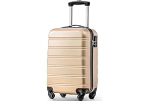 ModernLuxe Suitcase, Small Hard Shell Suitcase, ABS Carry on Suitcase, Travel Trolley 4 Wheel Spinner, Lightweight Lockable Hand Luggage, 20inch, Golden