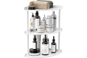 Sezanrpt 3 Tier Acrylic Corner Shelf Organizer Storage 9.5x9.5x15.7 Inch, White Countertop Corner Shelf for Bathroom, Kitchen, Bedroom, Office, Study Room