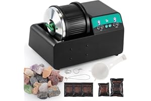 Huanyu Lucidatrice per pietre con carico massimo di 1.8 kg,lucidatrice per roccia motore a 9 velocità, timer di 9 giorni, accessori completi per adulti e bambini, fai da te