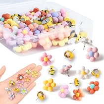 Punaises Décoratives En Forme De Fleur – Lot De 30, 10 Couleurs, Pour Tableau En Liège, Bureau, Décoration Murale