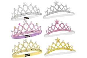 DOYUKY 6 Piezas Corona Princesa, Diadema con Corona para niños, Diadema con Corona Brillante, Accesorios elásticos para el Cabello de Princesa, para Fiestas de cumpleaños de niñas