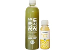 ‎KALE&ME Kale and Me 14 Tage Bio Selleriekur mit 14 Flaschen à 500 Milliliter Selleriesaft und 14 Flaschen à 85 Milliliter Ingwer Shot aus regionaler Produktion ohne Zusatzstoffe, Preis inkl. 3,50 € Pfand