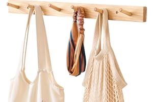 TREOAKWIS Wood Coat Rack Wall Mount, Wooden Coat Hooks with 6 Hooks Wall Hanger for Hanging Hat Jacket Purse Entryway, Bathroom, Bedroom (23.6 Inches / 60 cm)