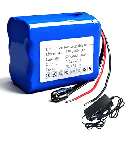 Batteria Ricaricabile UBEATER 12V 5200mAh – Litio Ioni Con Caricabatterie Per Fotocamere, LED, Droni E Strumenti Musicali